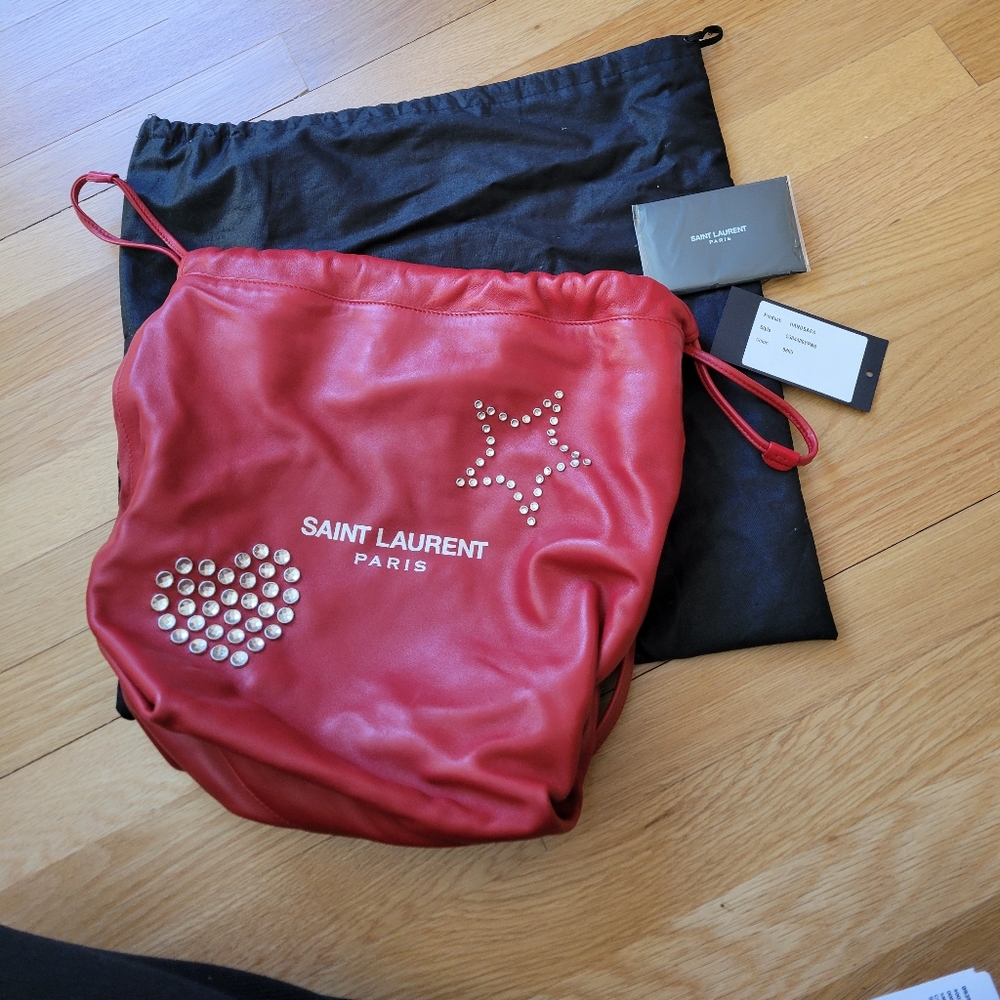 Saint laurent studded leather bucket bag nwot - Picture 7 of 11